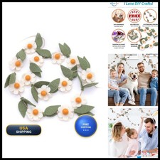 Glaciart One Felt Flower Garland - Daisy Flowers Leaves - 9 Ft