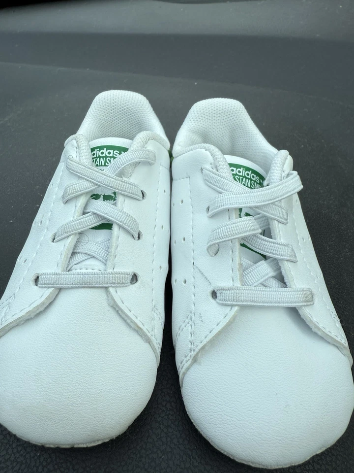 Adidas Stan Smith Infantil Cuna Zapatos Tenis Talla 3K Blanco con Verde Foto 3 de 4