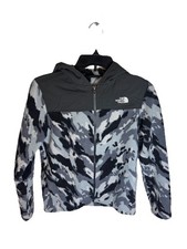 The North Face Full Zip Fleece Hoodie Jacket Gray White Camo Youth L 14/16 