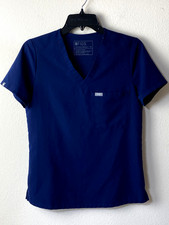 FIGS Technical Collection Women  s XS Navy Blue Short Sleeve 1 Pocket Scrub Top