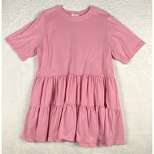 Oak + Fort Babydoll Dress Womens S Pink Tiered Relaxed Barbie Minimalist 