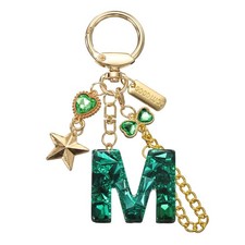 Initial Letter Keychain for Women Cute Heart Butterfly Star Chain Green M 