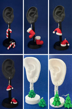 Handmade 3d christmas earrings