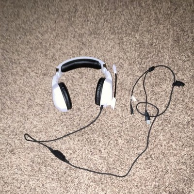 OZENO White Black Wired Gaming Headset Boom Microphone Adjustable Headband