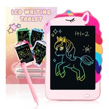 Unicorn Toys LCD Writing Tablet for Girls Kids, Colorful 9"W x 8.5"H, Pink