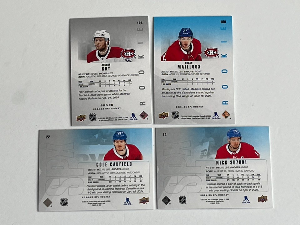 Real Rc Card Numbers 2024-25 SPX BASE CARDS, RC MAILLOUX, SILVER RC ROY - MONTREAL CANADIENS ...