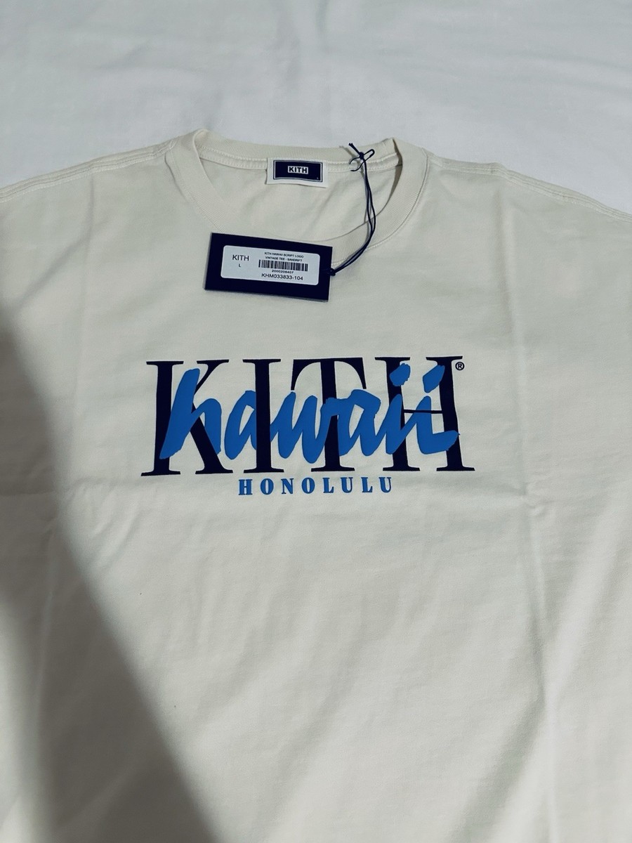 KITH Hawaii Honolulu Script Logo Vintage Tee - Large - Sandrift