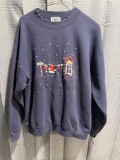Vintage Lee Heavyweight USA Made Christmas Sweatshirt St Nicks North Pole Larg