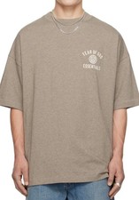 Fear of God Essentials T-Shirt Mens Small Tan Heather Boxy Silicone Logo Tee