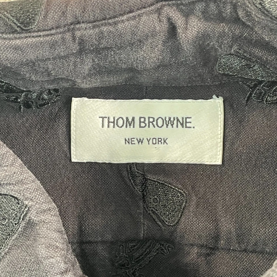 Рубашка мужская Thom Browne Whale & Turtle с вышивкой 2XL 5 черная дизайнерская сделано в США 795 долл. США - Изображение 2 из 4