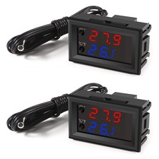 2 Pack DC 12V Temperature Controller Thermostat Switch Module Waterproof NTC Sen