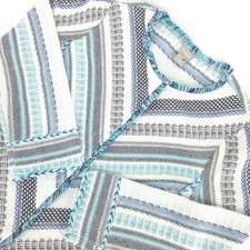 Chico's Fringe Stripe Jacket Women's Medium Woven Preppy Textured Lagenlook Cozy
