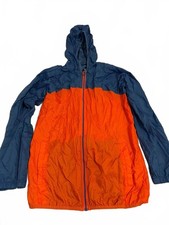 Lands' End Kids Windbreaker Jacket Blue Orange Size L 14-16