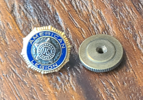 Vintage American Legion Lapel Pin Gold w Blue Enamel US Military Veteran Service - Picture 6 of 6