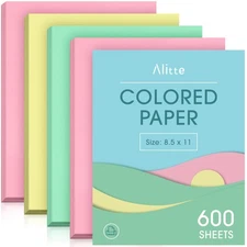 Colored Paper 8.5 x 11 - Copy Paper, 600-Pack Letter Size for Printer, Arts &...