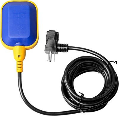 Universal Tethered Float Switch for Sump Pumps - 15A, 110~250V AC, Piggyback Sty