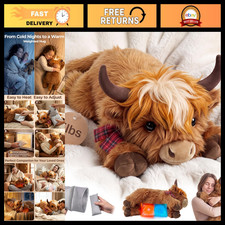 5lbs Weighted Plush Highland Cow - Heatable  Coolable Stuffed Animal Toy