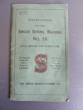 SINGER No. 15 Sewing Machine Original User Instruction Manual