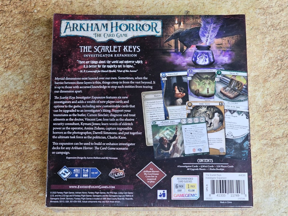 Fantasy Flight Games, The Scarlet Keys Investigator Expansion: Arkham Horror the Card Game, Card Game, Age 14 , 1-4 Players, 45 Minutes Play Time, FFGAHC69