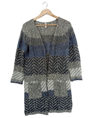 MULTIBLU Strick Cardigan Damen Strickbekleidung Gr. DE 36 hellgrau-blau-schwarz