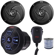Pyle PLMRBT18MIC Marine Bluetooth Receiver, 2x 8" 320W Max Power Black Speakers