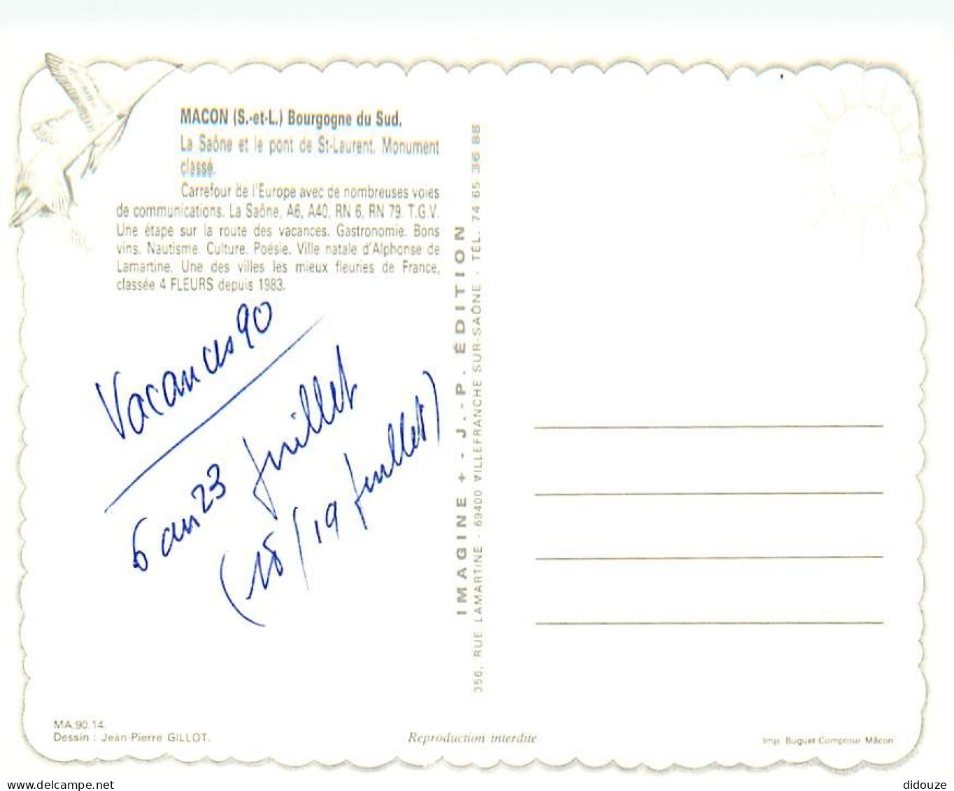 Postcard - 71 - Macon - The Saône and the Bridge of St-Laurent - Jean-Pie Drawing thumbnail 2