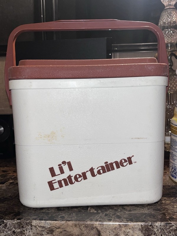 Vintage Lil Entertainer Cooler W/Cup Holder Lid