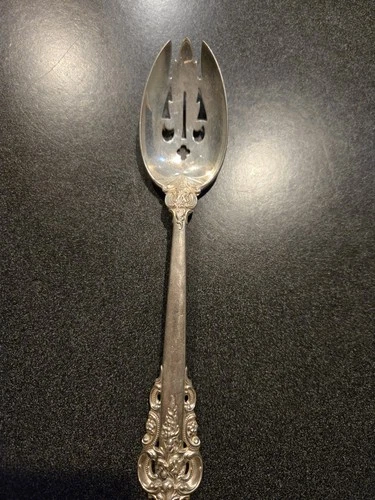Wallace Grand Baroque Sterling Silver Pierced Serving Spoon 8.5”