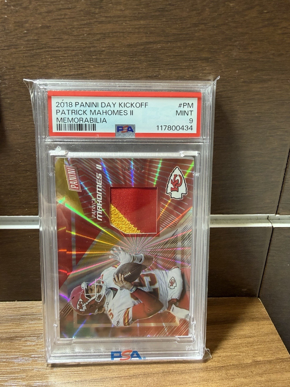 Patrick Mahomes 2018 Game Worn Patch PSA 9 Chiefs Memorabilia 20/50