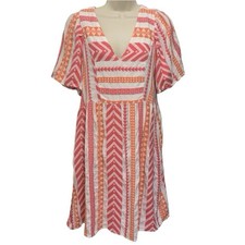 Old Navy Pink Orange Dress Womens Small Tall Boho Tribal Print Beach Summer