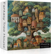 Tree House Puzzles for Adults 1000 Pieces, Vintage Art Plant Jigsaw... 