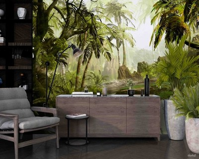 3D Tropical Rainforest River Landscape Wallpaper Wall Murals Removable Wallpaper