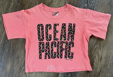 Vintage Ocean Pacific Kids Neon Cropped Tee T-Shirt Girls Size Small 1990
