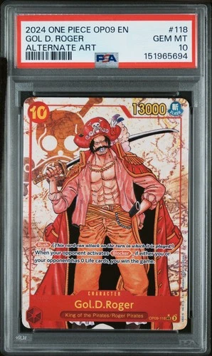 Gol D. Roger PSA 10 English One Piece Card OP09-118 2024 Alternate Art Gold Alt