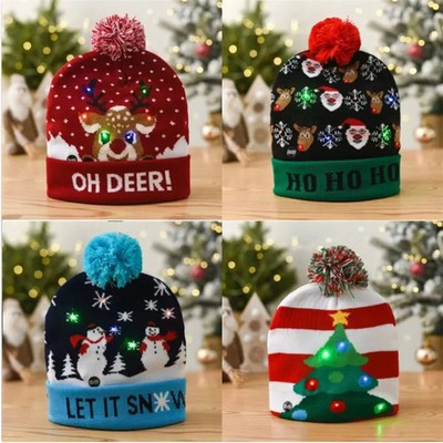 LED-Weihnachtsmütze Strickmütze Weihnachtsdeko Lichtschmuck Neujahr Geschenk