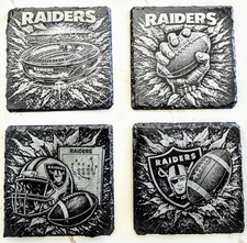 Raiders Slate Drink Coasters Set 4 Pack NFL Football Gift Home Bar