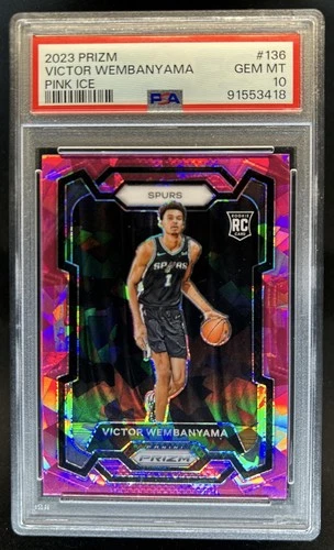 2023-24 Panini Prizm Victor Wembanyama RC Prizm Pink Ice #136 Spurs PSA 10