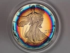 2001 W PROOF Silver American Eagle ASE 1oz MONSTER RAINBOW TONING TONED TONER