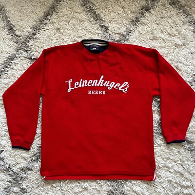 Leinenkugels Y2K Sweatshirt Brewery Unisex Size XL Red Wisconsin Beer Patchwork