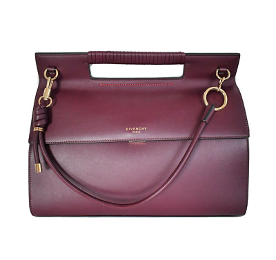 New Authentic GIVENCHY Large WHIP Aubergine Burgundy Leather Tote Shoulder Bag