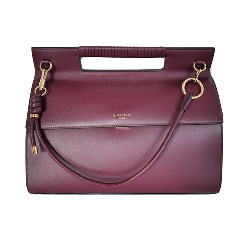 New Authentic GIVENCHY Large WHIP Aubergine Burgundy Leather Tote Shoulder Bag