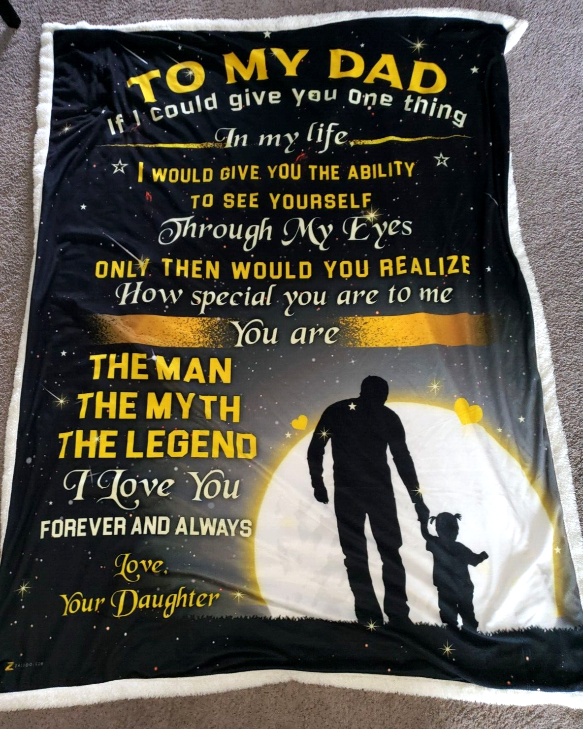 TO MY DAD BLANKET FLEECE FROM DAUGHTER THE MAN MYTH LEGEND FATHERS DAY FLEECE