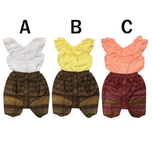 Girls Outfit Set Asian Thai Traditional Costume Party School Festival