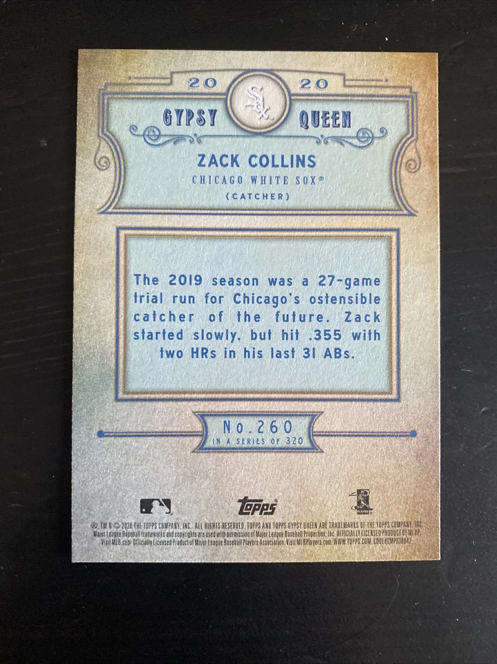 Zack Collins CHW 2020 Topps Gypsy Queen Rookie Card RC Green Parallel # 260 MINT - Image 2 of 2