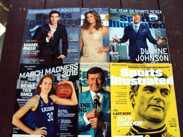Misc. (6) 2015-16  Sports Illustrated Mag. Lot !!  Messi, Jeff Gordon, The Rock