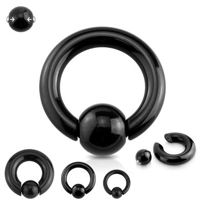 #ad Black IP Surgical Steel Easy Pop Out Spring Loaded Captive Bead Ring Single Hoop $7.99