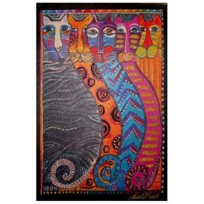 Laurel Burch Canvas Gatos Fantasticos Cat 10x15 RARE Wall Art 
