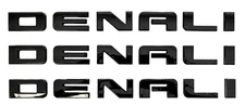 3PC BLACK DENALI REPLACEMENT FOR GMC FRONT DOOR BADGE REAR LIFTGATE EMBLEM NAME