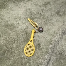 Vintage 1980s Plastic Charm Orange Tennis Racket For 80s Bell Charm Necklace