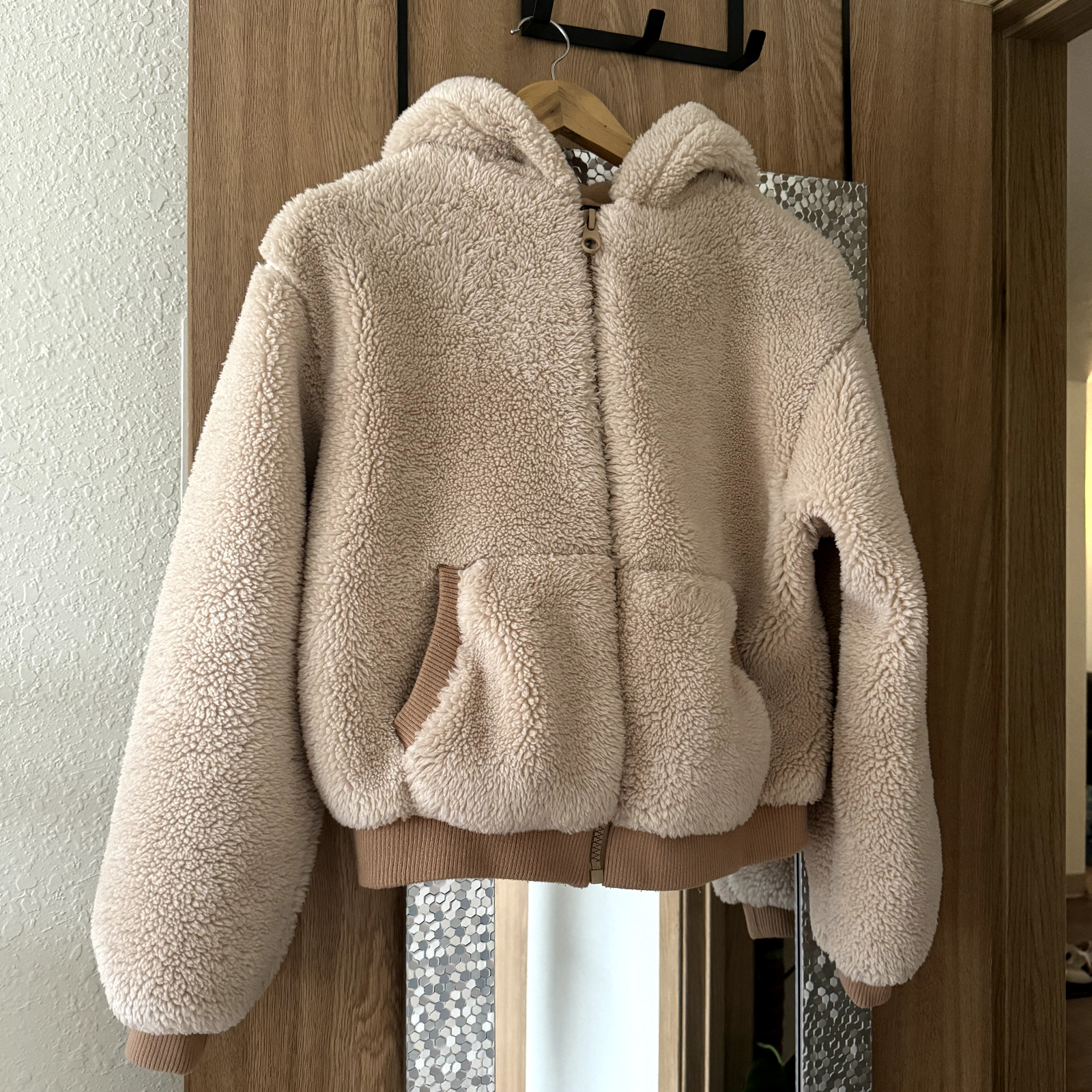 Winter Coat Kurzmantel Teddyfleece Winter Coat Teddy Mantel Beige
